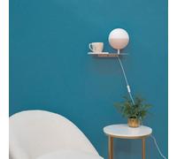 Valuelights Marlow Blush Pink Metal Plug In Wall Light With Shelf And Glass Globe Lampshade