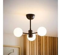 Valuelights Marlow Frosted Glass Globe Matte Black 3 Way Ceiling Light
