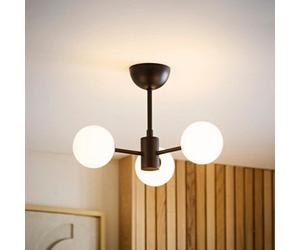 Valuelights Marlow Frosted Glass Globe Matte Black 3 Way Ceiling Light