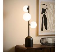 Valuelights Marlow Frosted Glass Globe Matte Black 3 Way Table Lamp With Bulbs