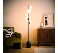 Valuelights Marlow Frosted Glass Globe Matte Black 5 Way Floor Lamp With Bulbs