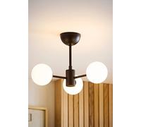 Valuelights Marlow Frosted Glass Globe Matte Black 3 Way Ceiling Light
