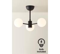 Valuelights Marlow Frosted Glass Globe Matte Black 3 Way Ceiling Light And Bulbs