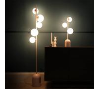 ValueLights | Blush Pink Metal 5 Way Standing Floor Lamp with Glass Globe Lampshade | Home Décor, Bedside & Desk Lamp