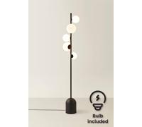 Valuelights Marlow Frosted Glass Globe Matte Black 5 Way Floor Lamp With Bulbs
