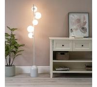 Valuelights Marlow Oyster Grey 5 Way Floor Lamp With Glass Globe Lampshade