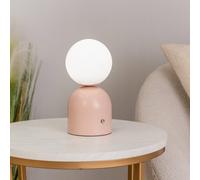 ValueLights | Rechargeable Touch Button Table Lamp with Opal Globe Lampshade, Portable Cordless Light - Blush Pink | Table Lamps & Home Improvements Essential