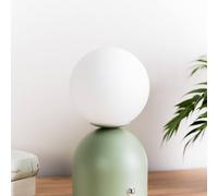 ValueLights | Rechargeable Touch Button Table Lamp with Opal Globe Lampshade, Portable Cordless Light - Sage Green | Table Lamps & Home Improvements Essential