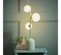 Valuelights Marlow Sage Green 3 Way Bedside Table Lamp With Glass Globe Lampshade - Led Bulbs Included