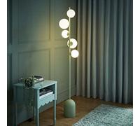 Valuelights Marlow Sage Green 5 Way Floor Lamp With Glass Globe Lampshade