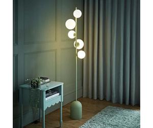 Valuelights Marlow Sage Green 5 Way Floor Lamp With Glass Globe Lampshade