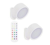 ValueLights | Pack of 2 Easy Fit Wall Light Rechargeable LED Spotlight, RGB Colour Changing, 360° Rotatable Touch Control Light - White | Wall Lights & Home Improvements Essential