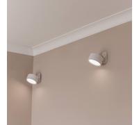 Pack of 2 - Easy Fit Wall Light Rechargeable LED Spotlight, RGB Colour Changing, 360° Rotatable Touch Control Wireless Wall Mounted Light - White