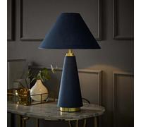 Valuelights Martha Blue Conical Lamp Shade Velvet Fabric Table Lamp With Bulb