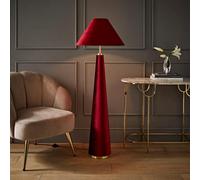 Martha Velvet Midi Floor Lamp with Conical Velvet Lamp Shade ValueLights Burgundy One Size