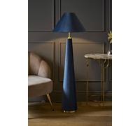 Valuelights Martha Blue Conical Lamp Shade Full Fabric Velvet Midi Floor Lamp