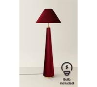 ValueLights Martha Conical Burgundy Velvet Midi Floor Lamp and Bulb - Size: 140 x 50 x 50cm - Red - Wilko