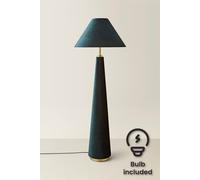 Valuelights Martha Conical Lamp Shade Full Fabric Velvet Midi Floor Lamp With Bulb In Dark Green Dark Green