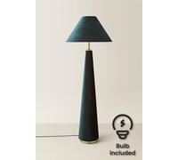 Valuelights Martha Conical Lamp Shade Full Fabric Velvet Midi Floor Lamp With Bulb In Dark Green Dark Green