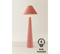 Valuelights Martha Conical Lamp Shade Full Fabric Velvet Midi Floor Lamp With Bulb In Dusty Pink Dusty Pink