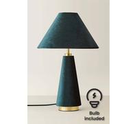 Valuelights Martha Conical Lamp Shade Velvet Boucle Fabric Table Lamp With Bulb In Dark Green Dark Green