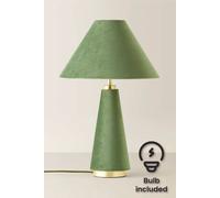 Valuelights Martha Green Conical Lamp Shade Velvet Fabric Table Lamp With Bulb