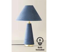 Valuelights Martha Conical Lamp Shade Velvet Boucle Fabric Table Lamp With Bulb In Navy Navy
