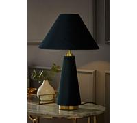 Valuelights Martha Conical Lamp Shade Velvet Boucle Full Fabric Table Lamp In Dark Green Dark Green