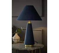 Valuelights Martha Denim Blue Conical Lamp Shade Velvet Full Fabric Table Lamp