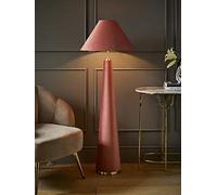 ValueLights Martha Velvet Midi Floor Lamp with Conical Velvet Lamp Shade & Bulb in Dusty Pink ValueLights Dusty Pink
