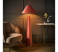 ValueLights Martha Velvet Midi Floor Lamp with Conical Velvet Lamp Shade & Bulb in Dusty Pink ValueLights Dusty Pink
