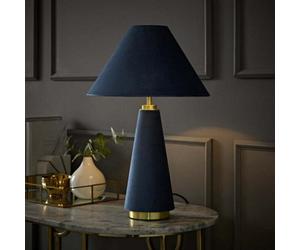 Valuelights Martha Denim Blue Conical Lamp Shade Velvet Full Fabric Table Lamp