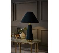 ValueLights Martha Velvet Table Lamp with Conical Velvet Lamp Shade & LED Bulb in Dark Green ValueLights Dark Green