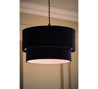 ValueLights | Easy Fit Bue 2 Tier Ruched Crinkle Light Shade Living Room Bedroom Hallway Lampshade | Shades, Home Décor & Improvement Essential | Included LED Bulb | 310mm Shade Width