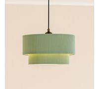 ValueLights | Easy Fit Green 2 Tier Ruched Crinkle Light Shade Living Room Bedroom Hallway Lampshade | Shades, Home Décor & Improvement Essential | Included LED Bulb