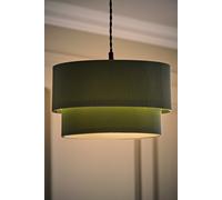ValueLights | Easy Fit Green 2 Tier Ruched Crinkle Light Shade Living Room Bedroom Hallway Lampshade | Shades, Home Décor & Improvement Essential | Included LED Bulb | 310mm Shade Width