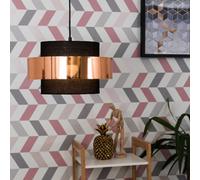 MiniSun | Modern Cylinder Ceiling Pendant Light Shade in a Black & Copper Effect Finish | Pendant Lights, Home Décor & Improvement Essential | 340mm Shade Width
