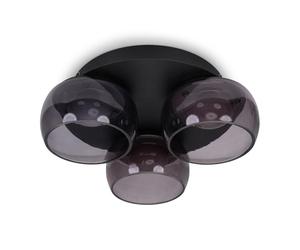 ValueLights | Matt Black 3 Way Ceiling Light with Smoked Glass Shades | Close-to-Ceiling Lights, Home Décor & Improvement Essential | IP44 Bathroom | Mains Wired
