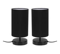 ValueLights | Matt Black Cylinder Touch Dimmer Table Lamp with Black Fabric Shade | Home Décor, Bedside & Desk Lamp | Includes Bulb