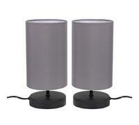 ValueLights | Matt Black Cylinder Touch Dimmer Table Lamp with Grey Fabric Shade | Home Décor, Bedside & Desk Lamp