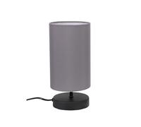 ValueLights | Matt Black Cylinder Touch Dimmer Table Lamp with Grey Fabric Shade | Home Décor, Bedside & Desk Lamp | Includes Bulb