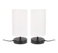 ValueLights | Matt Black Cylinder Touch Dimmer Table Lamp with White Fabric Shade | Home Décor, Bedside & Desk Lamp | Includes Bulb