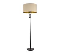 ValueLights | Matt Black Stacked Ball Single Stem Standing Floor Lamp with Beige/Gold Shade | Floor Lamps & Torchieres, Home Décor & Improvement Essential | Includes Bulb