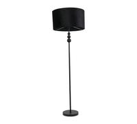 ValueLights | Matt Black Stacked Ball Single Stem Standing Floor Lamp with Black Velvet Shade | Floor Lamps & Torchieres, Home Décor & Improvement Essential | Includes Bulb