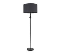 ValueLights | Matt Black Stacked Ball Single Stem Standing Floor Lamp with Charcoal Grey Drum Shade | Floor Lamps & Torchieres, Home Décor & Improvement Essential | Includes Bulb