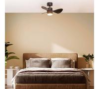 ValueLights | 24” Ceiling Fan with Integrated LED Dimmable Light and Black Blades | Ceiling Fans with Lamps, Home Décor & Improvement Essential | Includes Remote Control | Mains Wired