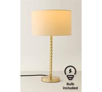 Valuelights Maura Cream Shade Brushed Gold Twist Table Lamp And Bulb
