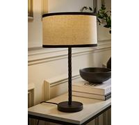 ValueLights Maura Natural Linen Black Trim Drum Shade Matte Black Twist Table Lamp ValueLights Black