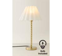 ValueLights Maura Scallop Pleated Taper Shade Brushed Gold Twist Table Lamp & Bulb ValueLights Gold