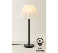 ValueLights Maura Scallop Pleated Taper Shade Matte Black Twist Table Lamp & Bulb ValueLights Black